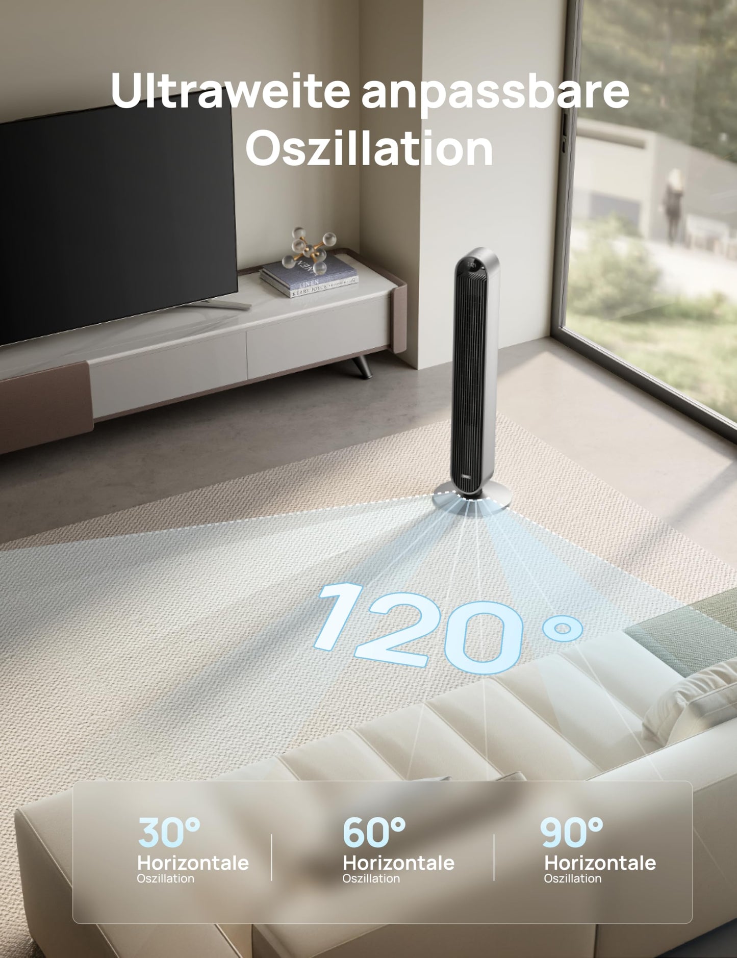 Dreo Pilot Max S – 25 dB leiser Smart Turmventilator mit WLAN, Alexa & App-Steuerung, 120° Oszillation, 12 Stufen, 4 Modi, 12 h Timer