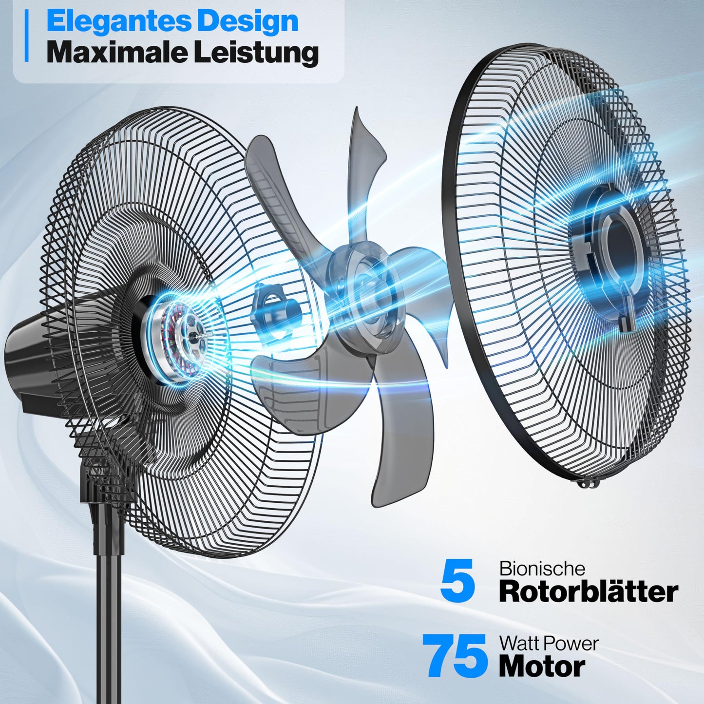 KESSER® Standventilator Frosty – mit Ultraschall-Sprühnebel, Wasserkühlung, Luftbefeuchter, leise, Timer, Fernbedienung, Weiß/Schwarz