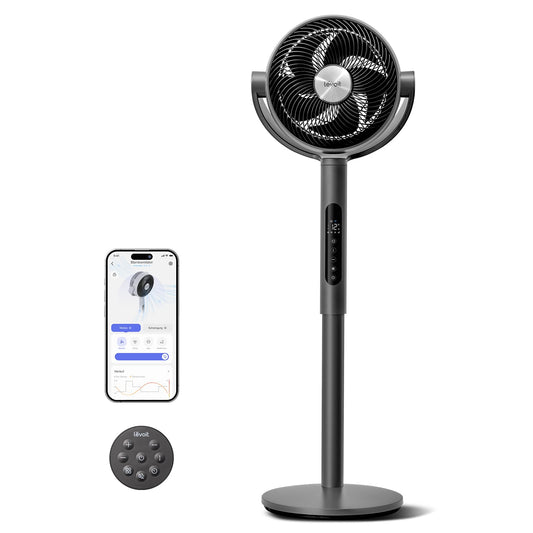 Levoit 20 dB Standventilator – sehr leise, App & Alexa Steuerung, DC Motor, 30 m Reichweite, 4 Modi, 12 Stufen, Timer, Fernbedienung