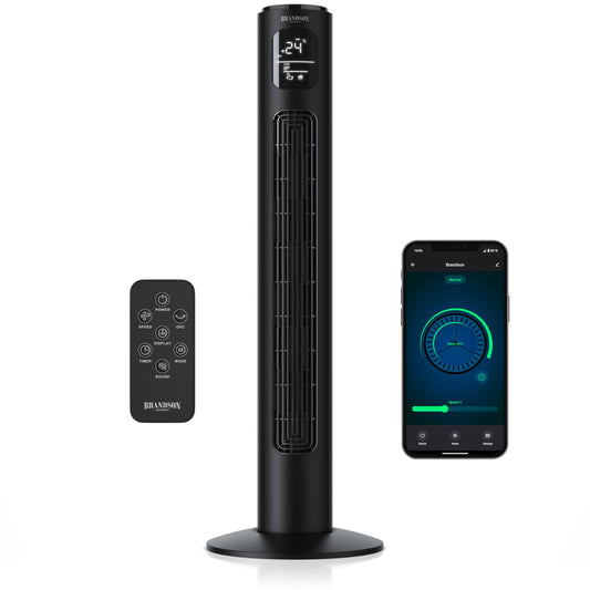 Brandson - Turmventilator ECO mit DC Motor - sehr leise – Wlan Smart Home mit App/WiFi Alexa Sprachsteuerung