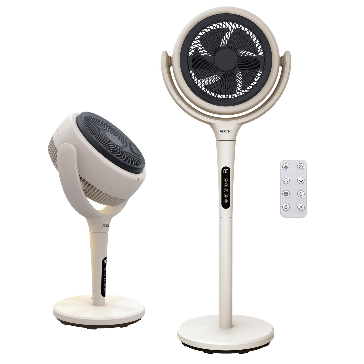 AirCraft Home Ventilator von Lume – Fernbedienung, LED-Hintergrundbeleuchtung, Timer, 3D-Oszillation, wandelbar von Sockel zu Schreibtisch, 3 Modi